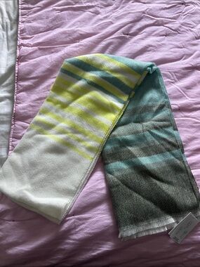 Lands' End Reversible Striped Scarf in Yellow, Teal, White